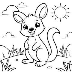 Vector illustration of a cute Kangaroo doodle for kids colouring page