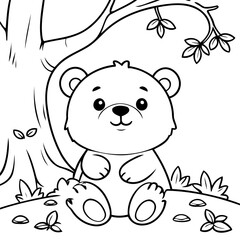 Cute vector illustration Bear doodle for toddlers worksheet
