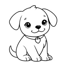 Vector illustration of a cute puppy doodle for kids coloring worksheet