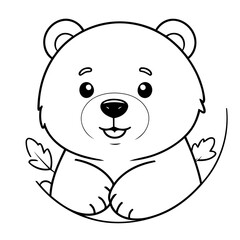 Simple vector illustration of Bear drawing for children page