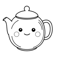Vector illustration of a cute Teapot drawing for toddlers colouring page