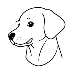 Vector illustration of a cute labrador drawing for kids colouring page
