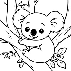 Vector illustration of a cute Koala doodle for kids coloring worksheet