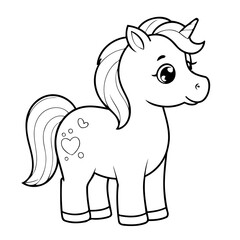 Simple vector illustration of Horse drawing colouring activity