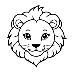 Simple vector illustration of Lion drawing for kids page