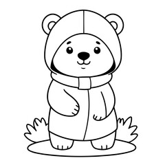 Vector illustration of a cute Polarbear doodle for toddlers coloring activity