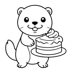 Cute vector illustration Otter doodle for toddlers worksheet