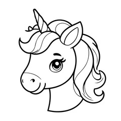 Simple vector illustration of Unicorn hand drawn for kids page