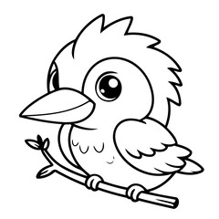 Cute vector illustration Kingfisher hand drawn for kids page