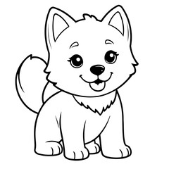 Cute vector illustration Husky doodle for kids colouring page
