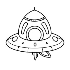 Vector illustration of a cute Spaceship doodle for toddlers worksheet