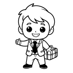Simple vector illustration of Businessman for kids colouring worksheet