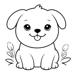 Vector illustration of a cute Puppy drawing for toddlers book