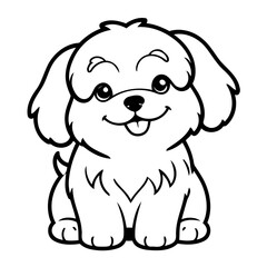Vector illustration of a cute Havanese drawing for toddlers colouring page