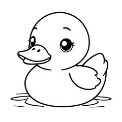 Simple vector illustration of Duck for kids colouring worksheet