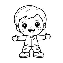 Simple vector illustration of Boy hand drawn for kids coloring page