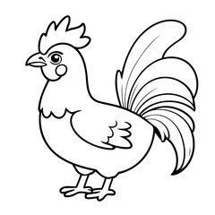 Cute vector illustration Rooster doodle for toddlers worksheet