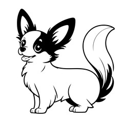 Simple vector illustration of Papillon drawing for kids colouring activity