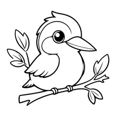 Obraz premium Simple vector illustration of Kingfisher for kids colouring worksheet
