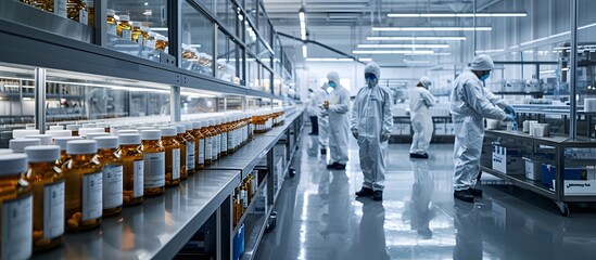 Highly Secure Specialized Pharmaceutical Factory Section Focused on Oncology Medication Production with Stringent Safety Protocols