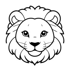 Vector illustration of a cute Lion doodle for toddlers coloring activity