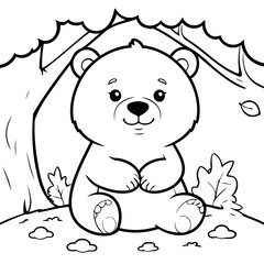 Vector illustration of a cute Bear doodle for kids coloring worksheet