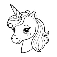 Simple vector illustration of Unicorn for children colouring activity