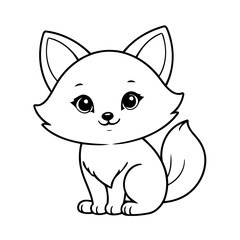 Cute vector illustration fox doodle for toddlers colouring page
