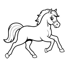 Vector illustration of a cute Horse drawing for kids colouring activity