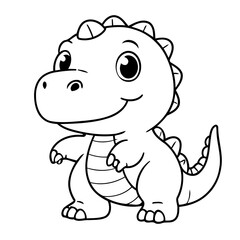 Simple vector illustration of Dino drawing for kids colouring activity