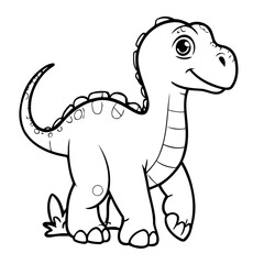 Vector illustration of a cute Dino drawing colouring activity