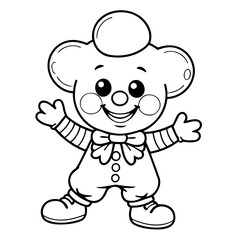 Simple vector illustration of Clown for kids coloring page