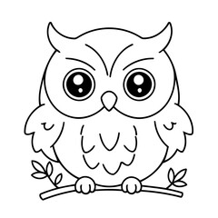 Simple vector illustration of Owl outline for colouring page