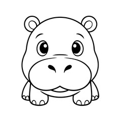 Simple vector illustration of Hippo drawing colouring activity