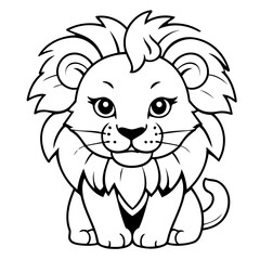 Vector illustration of a cute Lion doodle for kids coloring worksheet
