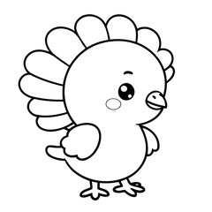 Vector illustration of a cute Turkey doodle for kids coloring worksheet