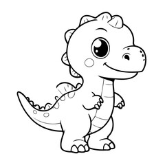 Cute vector illustration dinosaur for toddlers colouring page