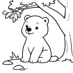 Vector illustration of a cute Polarbear drawing for toddlers colouring page