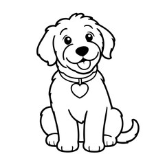 Simple vector illustration of Labradoodle for children colouring activity