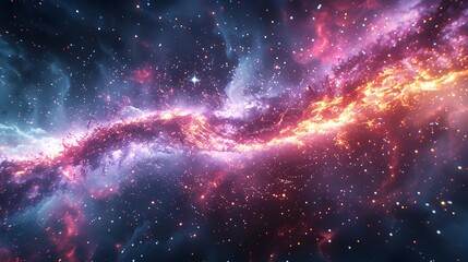 Hyper Jump Effect in Abstract D Space Flight towards Dazzling Nebulae and Stars