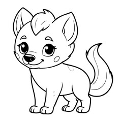 Vector illustration of a cute Hyena doodle colouring activity for kids