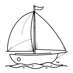 Cute vector illustration SailBoat hand drawn for kids page