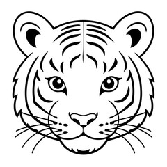 Cute vector illustration Tiger doodle for toddlers colouring page
