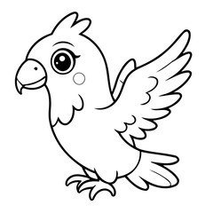 Vector illustration of a cute Parrot drawing for kids colouring page