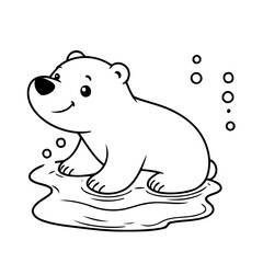 Cute vector illustration Polarbear drawing colouring activity