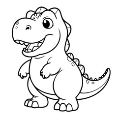 Simple vector illustration of TRex drawing for toddlers coloring activity