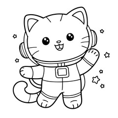 Cute vector illustration Cat colouring page for kids