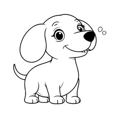 Simple vector illustration of Dachshund hand drawn for toddlers