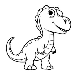 Simple vector illustration of Dino drawing for toddlers colouring page