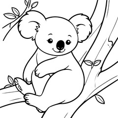 Vector illustration of a cute Koala drawing for kids page